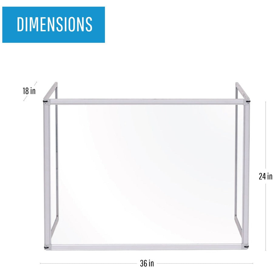 Bi-silque Desktop Divider Glass Barrier - 35.4" Width x 0.5" Depth x 23.6" Height x 53.2" Length - 1 Each - Aluminum - Glass
