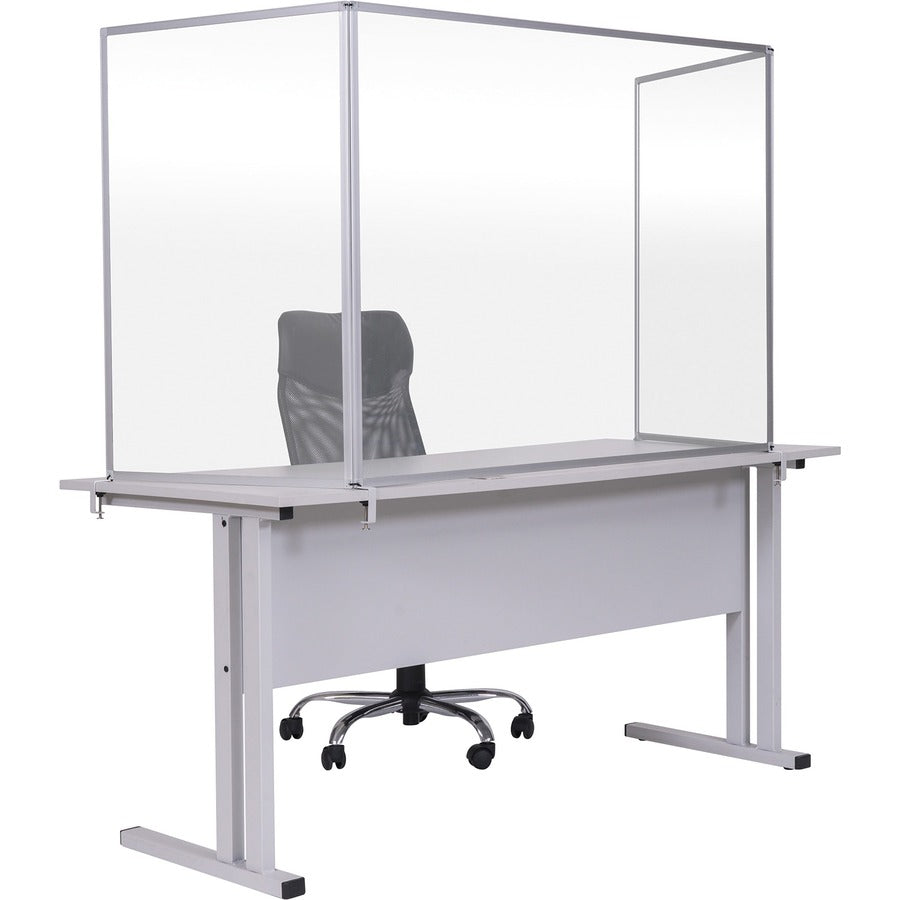Bi-silque Desktop Divider Glass Barrier - 35.4" Width x 0.5" Depth x 23.6" Height x 53.2" Length - 1 Each - Aluminum - Glass