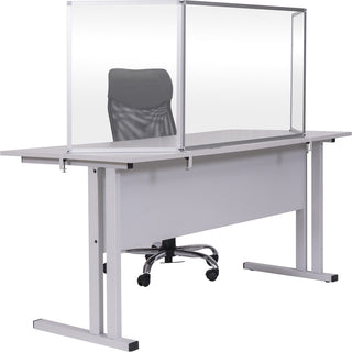 Bi-silque Desktop Divider Glass Barrier - 35.4" Width x 0.5" Depth x 23.6" Height x 53.2" Length - 1 Each - Aluminum - Glass