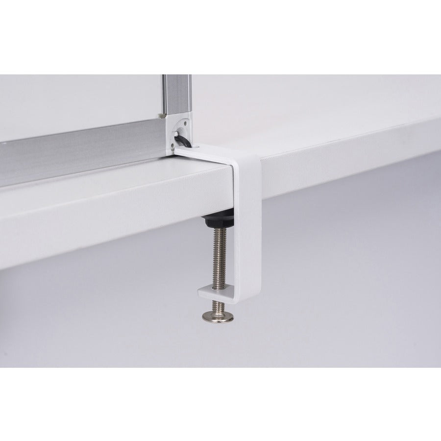 Bi-silque Desktop Divider Glass Barrier - 35.4" Width x 0.5" Depth x 23.6" Height x 53.2" Length - 1 Each - Aluminum - Glass