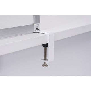 Bi-silque Desktop Divider Glass Barrier - 35.4" Width x 0.5" Depth x 23.6" Height x 53.2" Length - 1 Each - Aluminum - Glass
