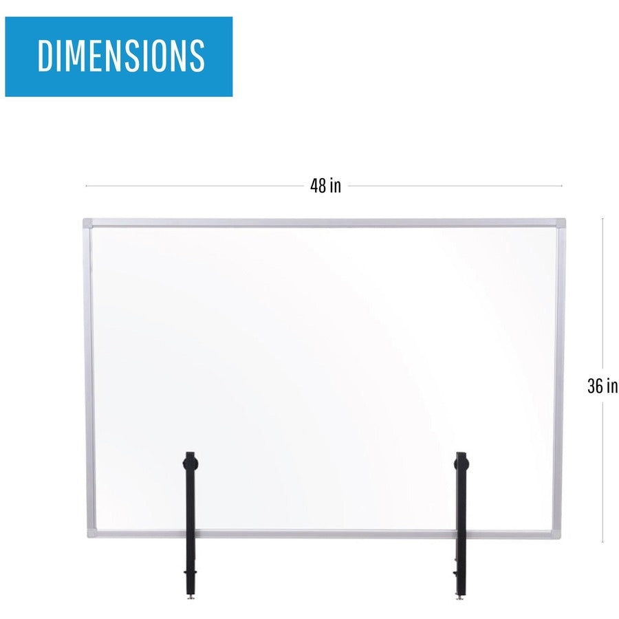Protector Series Glass Aluminum Desktop Divider, 47.2 x 0.16 x 35.4, Clear