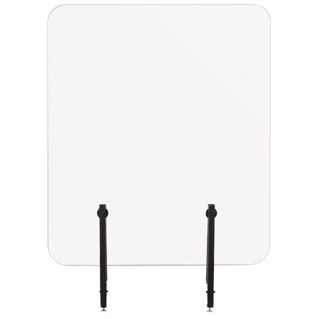 Protector Series Frameless Glass Desktop Divider, 35.4 x 0.16 x 35.4, Clear/Aluminum