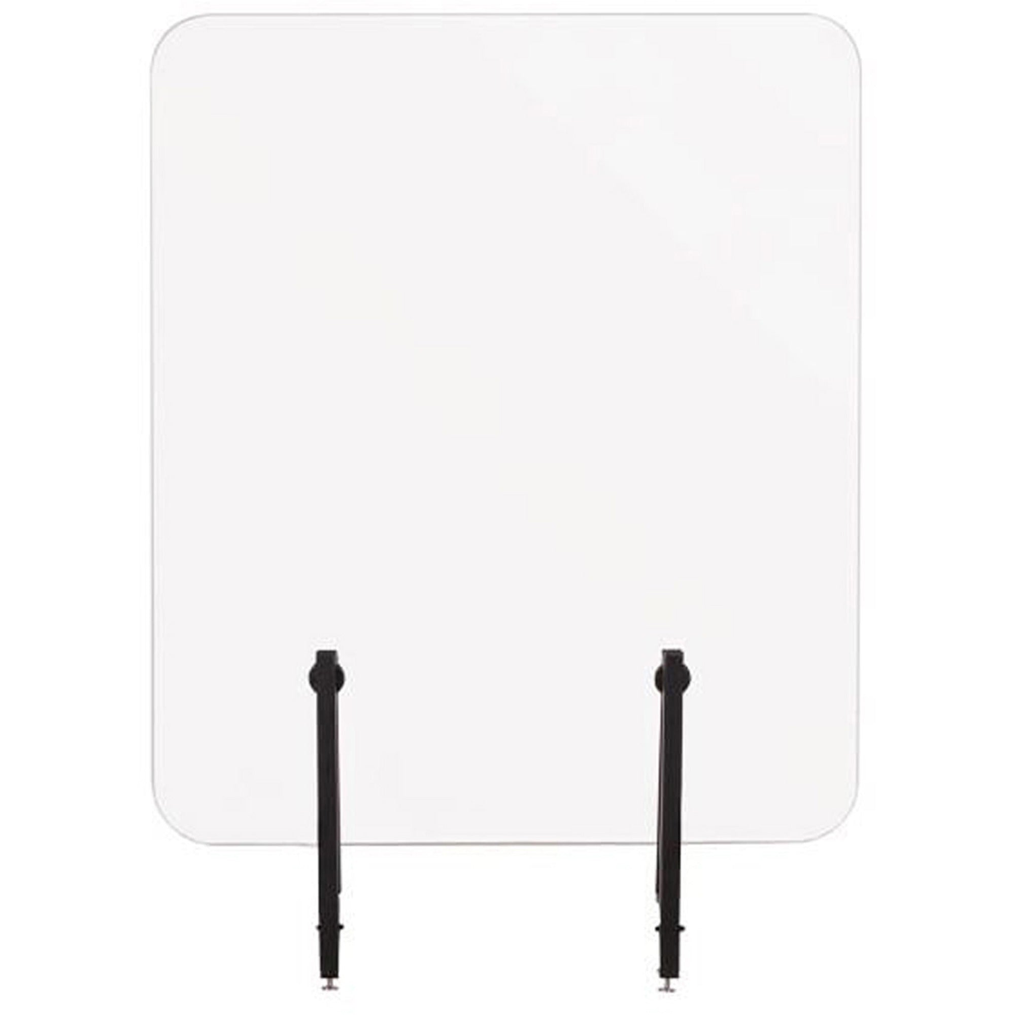 Protector Series Frameless Glass Desktop Divider, 35.4 x 0.16 x 35.4, Clear/Aluminum