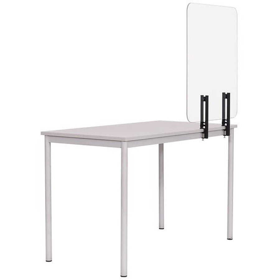 Protector Series Frameless Glass Desktop Divider, 47.2 x 0.16 x 35.4, Clear/Aluminum