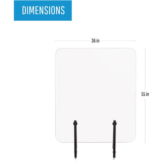 Protector Series Frameless Glass Desktop Divider, 55.1 x 0.16 x 35.4, Clear/Aluminum