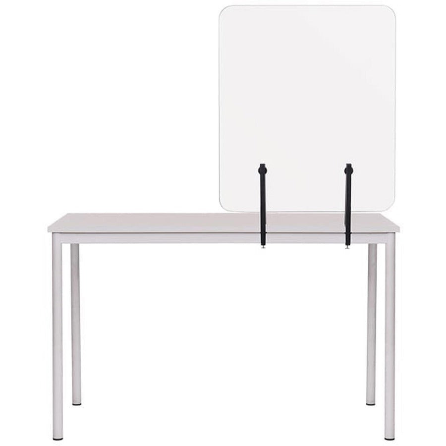 Protector Series Frameless Glass Desktop Divider, 55.1 x 0.16 x 35.4, Clear/Aluminum