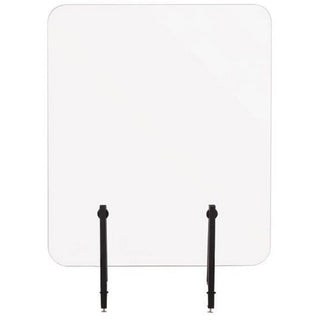 Protector Series Frameless Glass Desktop Divider, 55.1 x 0.16 x 35.4, Clear/Aluminum