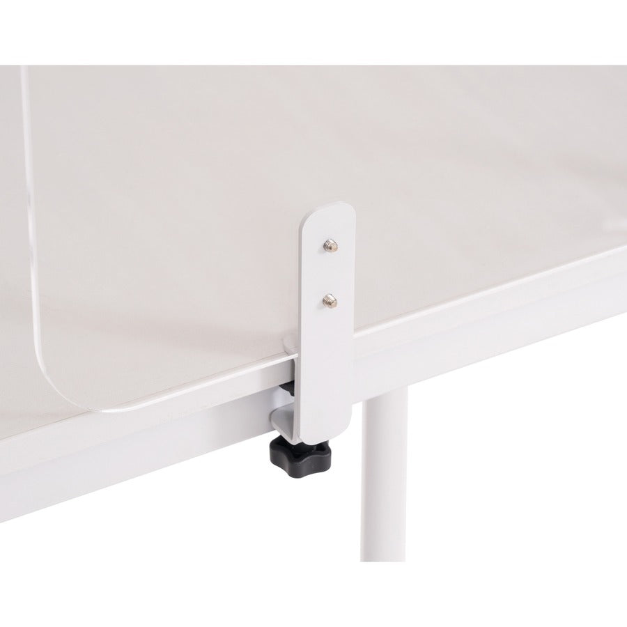 Protector Series Frameless Glass Desktop Divider, 55.1 x 0.16 x 35.4, Clear/Aluminum
