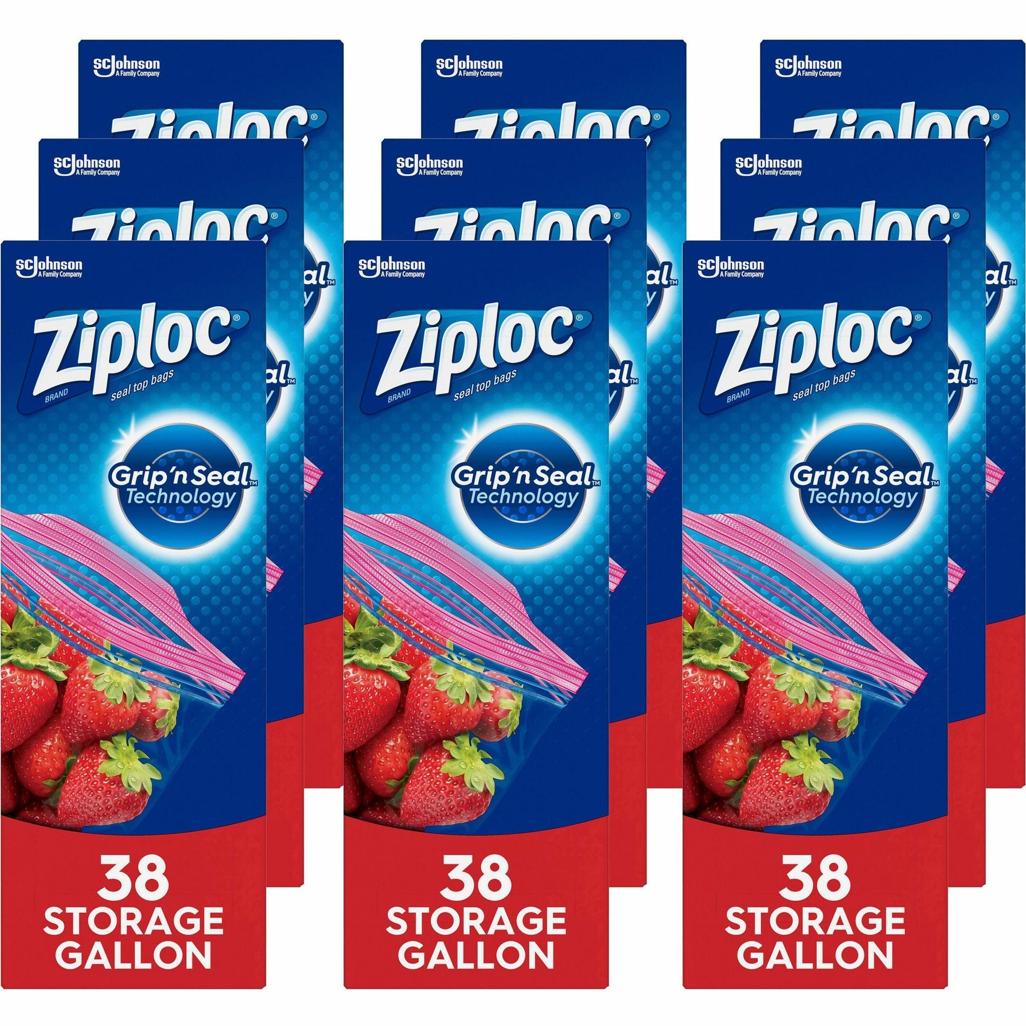 Ziploc Stand-Up Storage Bags - Blue - 9/Carton - Kitchen