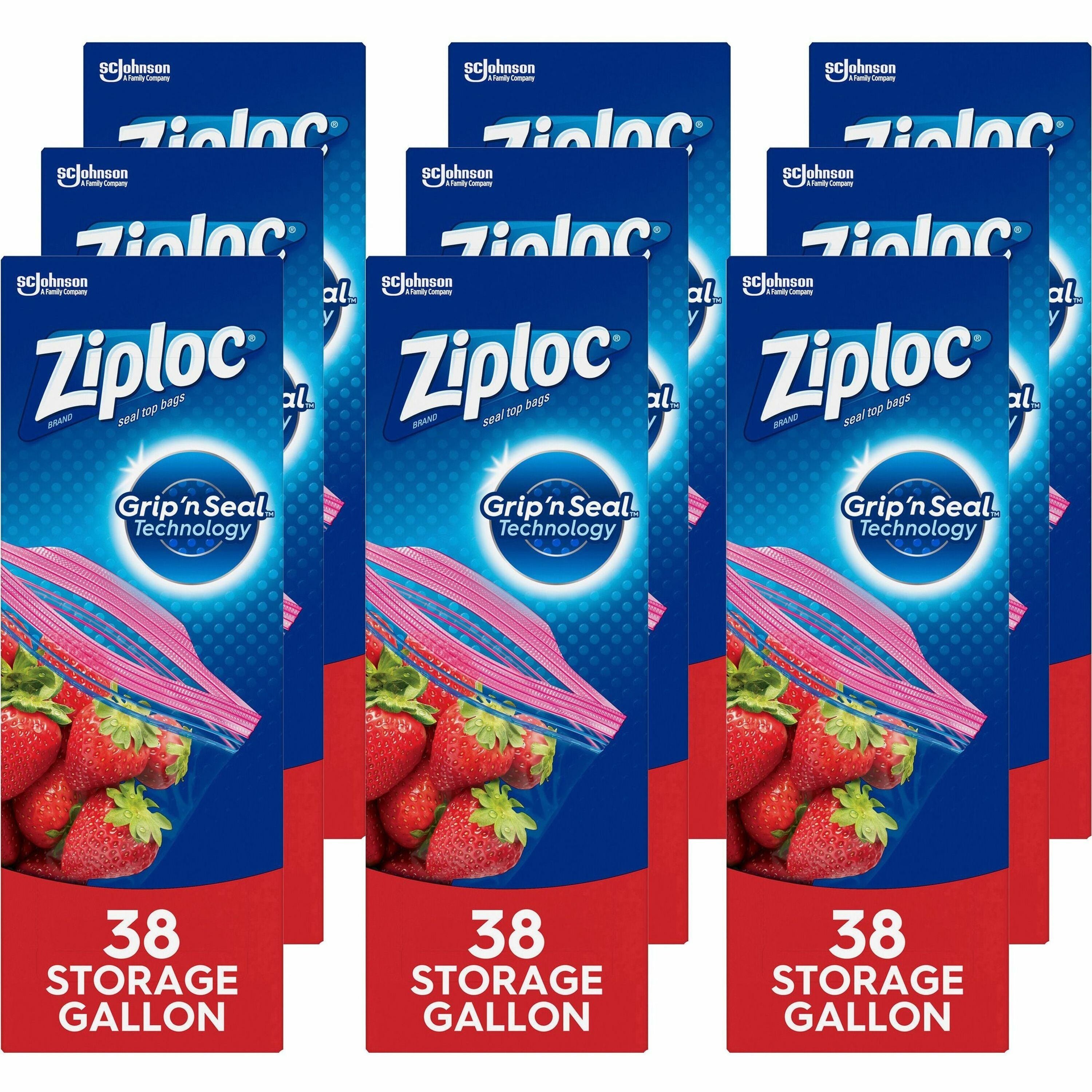 Ziploc Stand-Up Storage Bags - Blue - 9/Carton - Kitchen