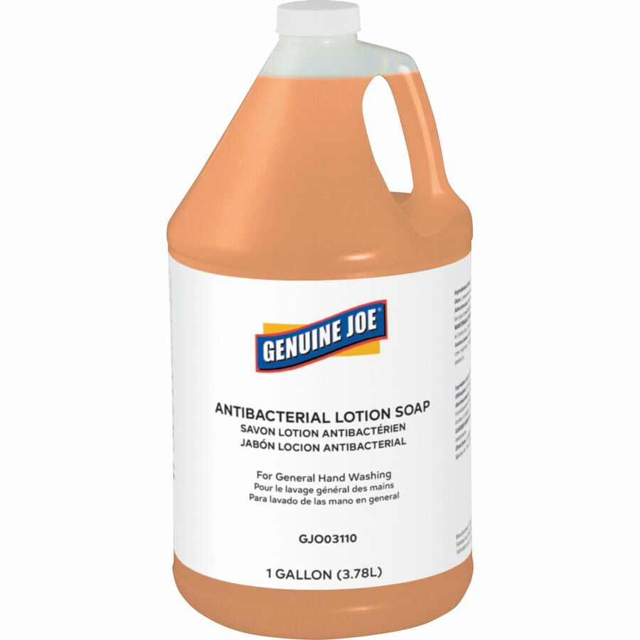 genuine-joe-antibacterial-lotion-soap-1-gal-38-l-bacteria-remover-grime-remover-dirt-remover-hand-antibacterial-orange-anti-septic-pleasant-scent-4-carton_gjo03110ct - 2