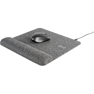 Powertrack Plush Wireless Charging Mouse Pad with Wrist Rest, 11.8 x 11.6, Gray