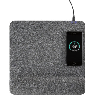Powertrack Plush Wireless Charging Mouse Pad with Wrist Rest, 11.8 x 11.6, Gray