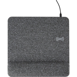 Powertrack Plush Wireless Charging Mouse Pad with Wrist Rest, 11.8 x 11.6, Gray