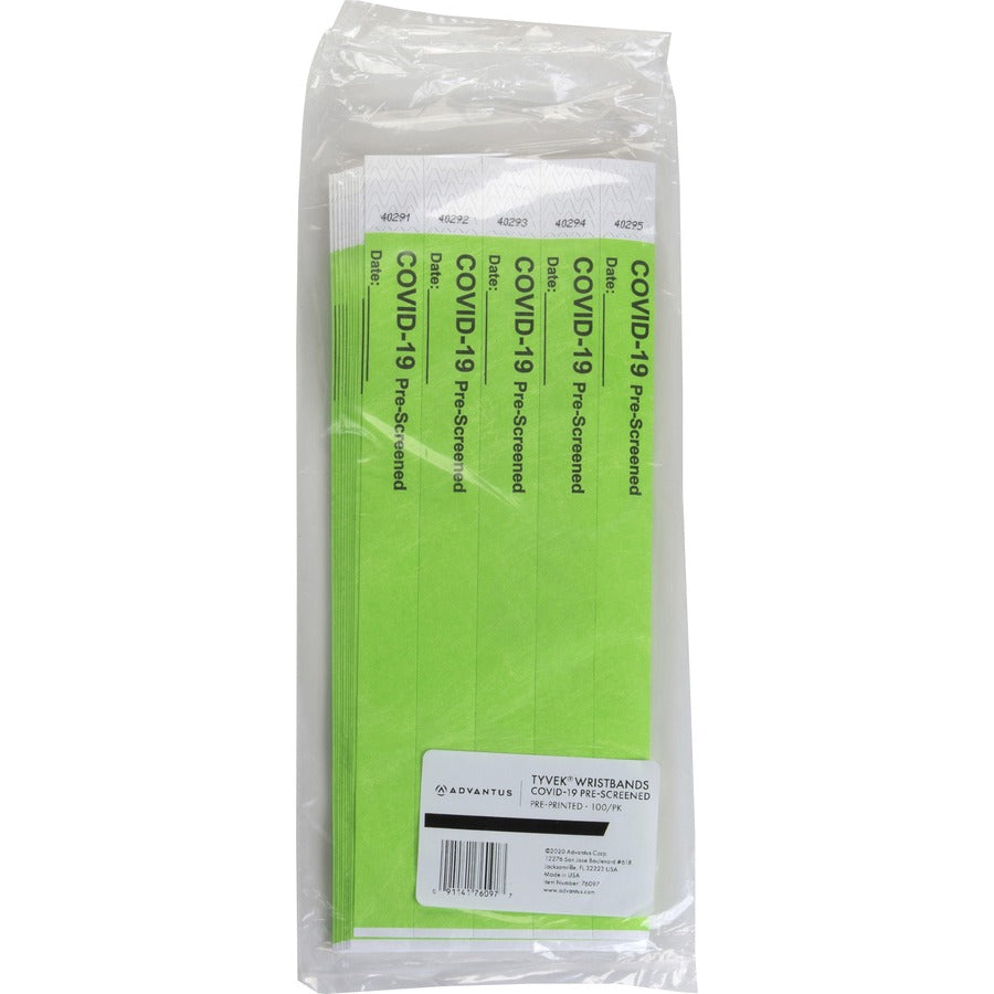 advantus-covid-prescreened-tyvek-wristbands-3-4-width-x-10-length-rectangle-green-tyvek-100-pack_avt76097 - 6