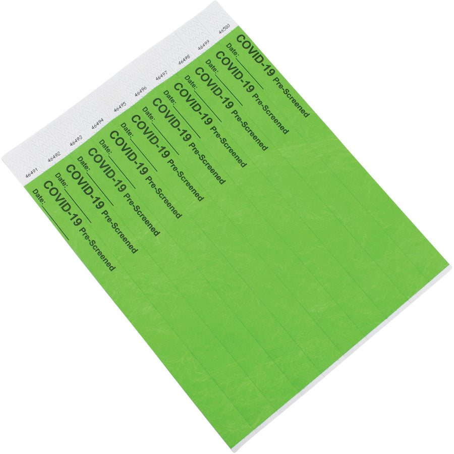 advantus-covid-prescreened-tyvek-wristbands-3-4-width-x-10-length-rectangle-green-tyvek-100-pack_avt76097 - 3