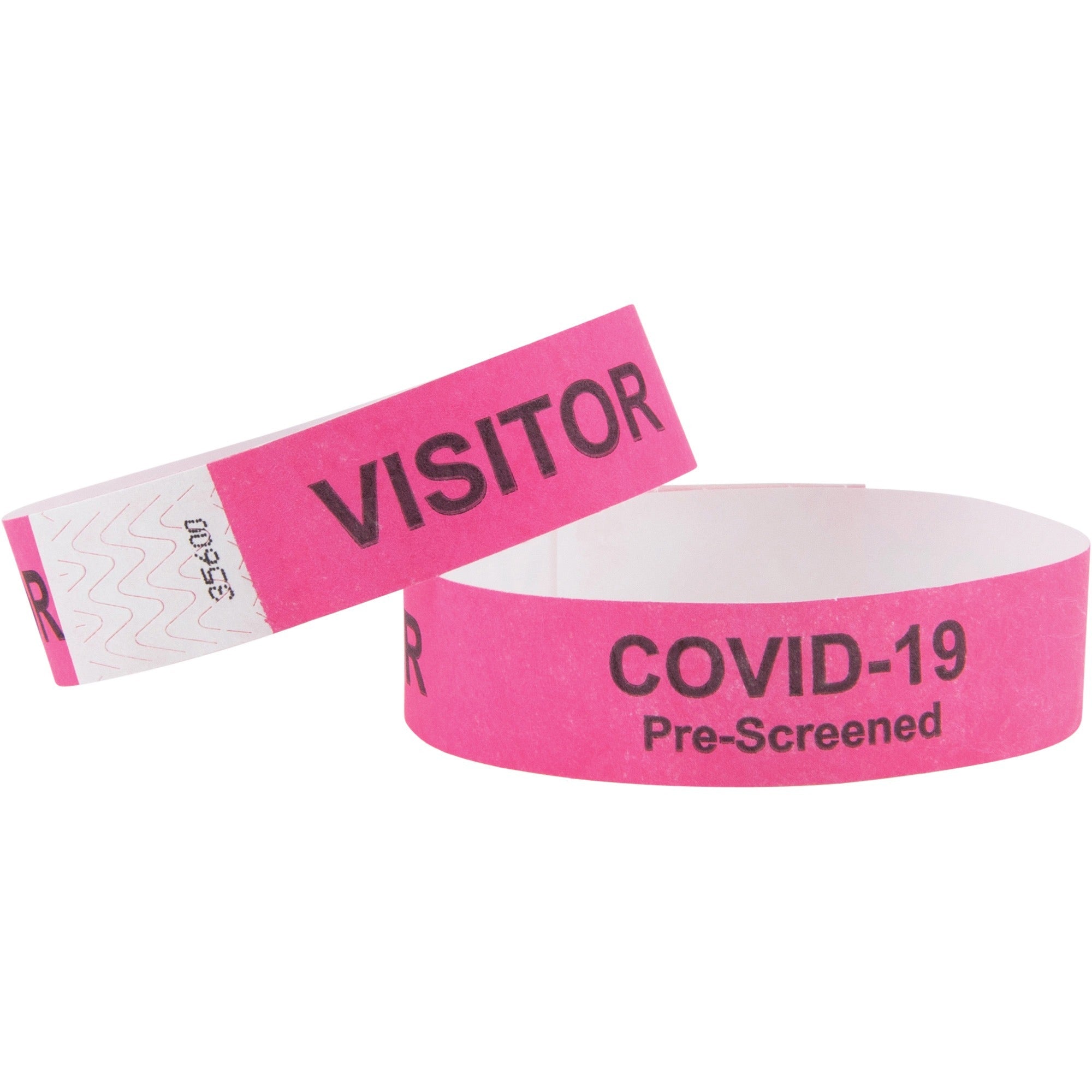 advantus-covid-prescreened-visitor-wristbands-3-4-width-x-10-length-rectangle-pink-tyvek-500-pack_avt76095 - 2