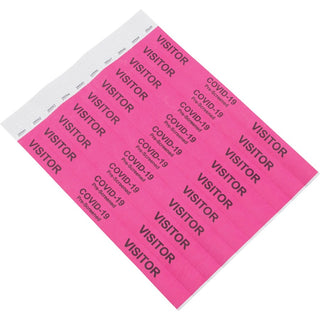 Advantus COVID Prescreened Visitor Wristbands - 3/4" Width x 10" Length - Rectangle - Pink - Tyvek - 100 / Pack