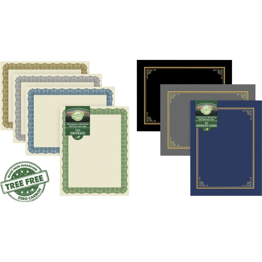 Tree Free Award Certificates, 8.5 x 11, Natural with Gold Braided Border, 15/Pack