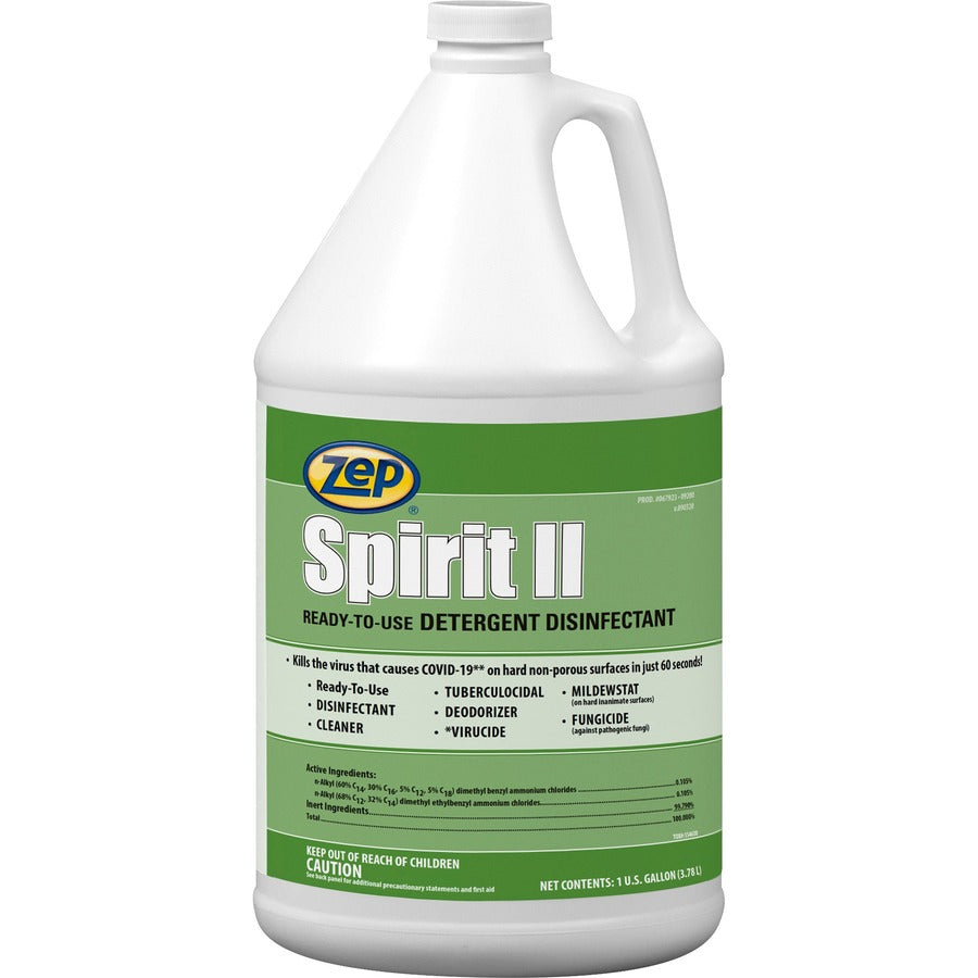 Zep Spirit II Detergent Disinfectant - Ready-To-Use - 128 fl oz (4 quart)Bottle - 4 / Carton - Deodorant, Easy to Use, Non-porous - Multi