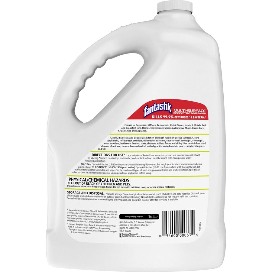 fantastik Disinfectant Degreaser - 128 fl oz (4 quart) - Fresh Scent - 4 / Carton - Disinfectant, Easy to Use, Rinse-free, Deodorize, Non-porous - White