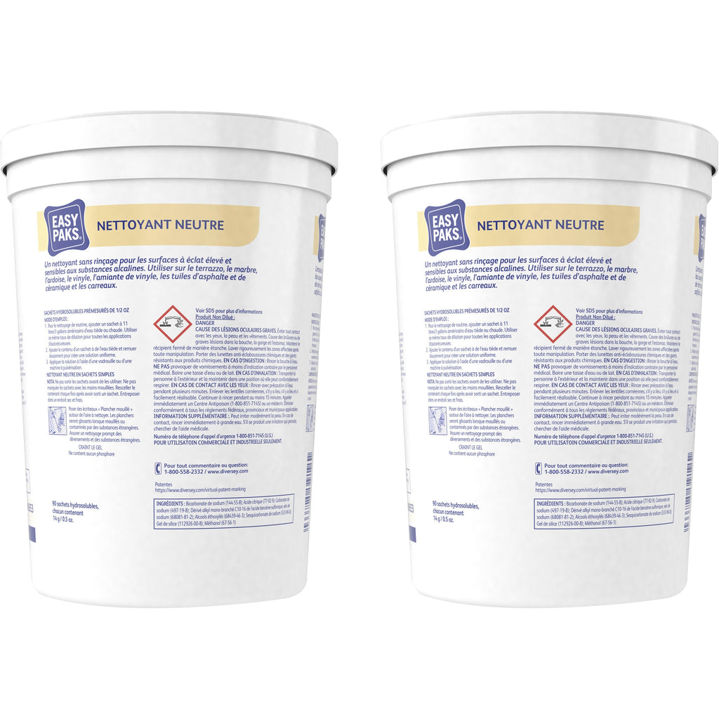 Diversey EasyPaks Neutral Cleaner - Concentrate - 0.50 oz (0.03 lb) - Pine Forest Scent - 90 / Canister - 2 / Carton - Phosphate-free, Rinse-free - Orange