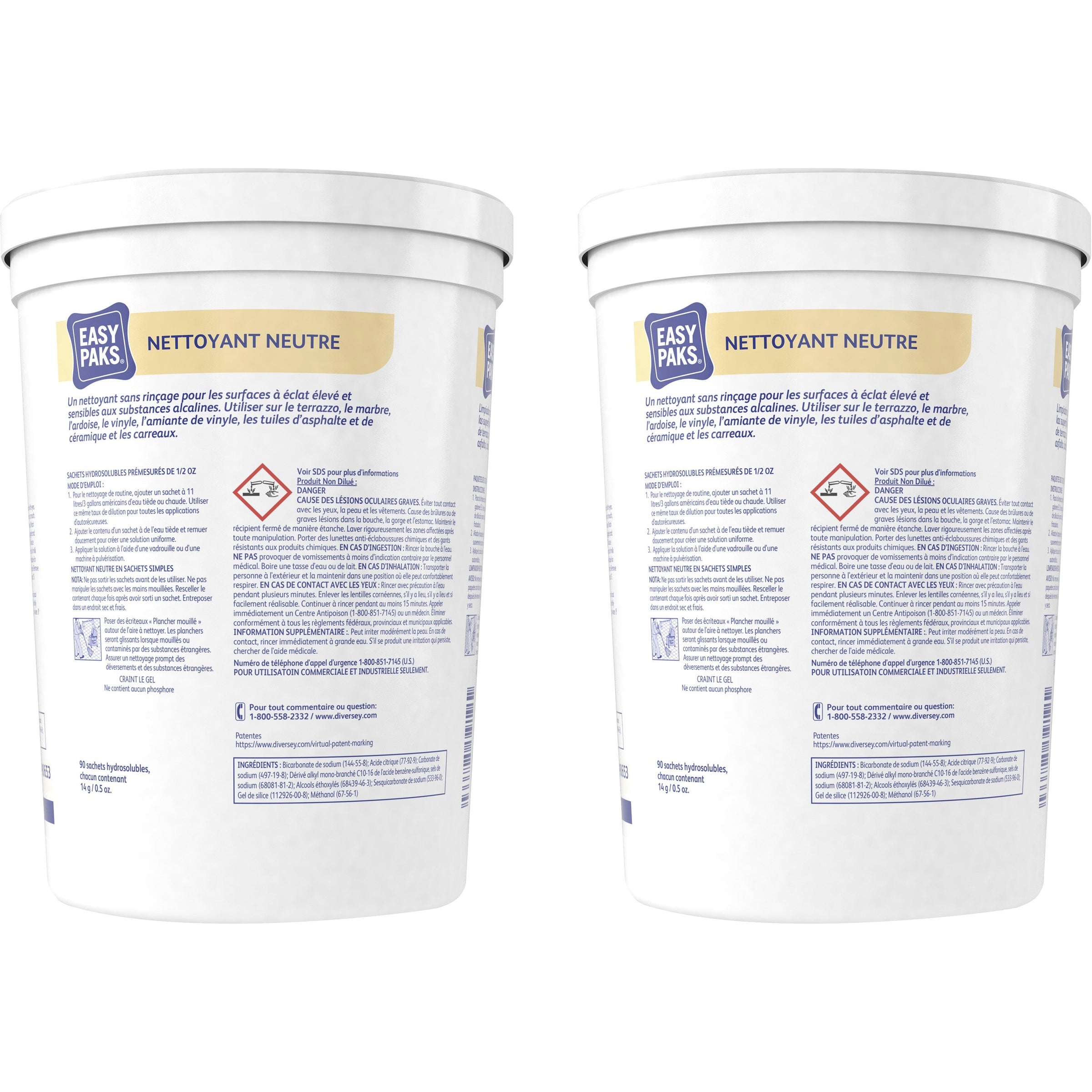 Diversey EasyPaks Neutral Cleaner - Concentrate - 0.50 oz (0.03 lb) - Pine Forest Scent - 90 / Canister - 2 / Carton - Phosphate-free, Rinse-free - Orange