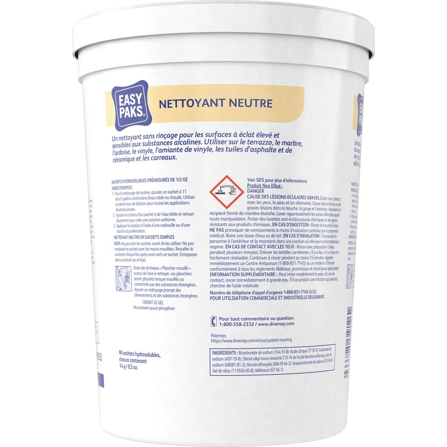 Diversey EasyPaks Neutral Cleaner - Concentrate - 0.50 oz (0.03 lb) - Pine Forest Scent - 90 / Canister - 2 / Carton - Phosphate-free, Rinse-free - Orange