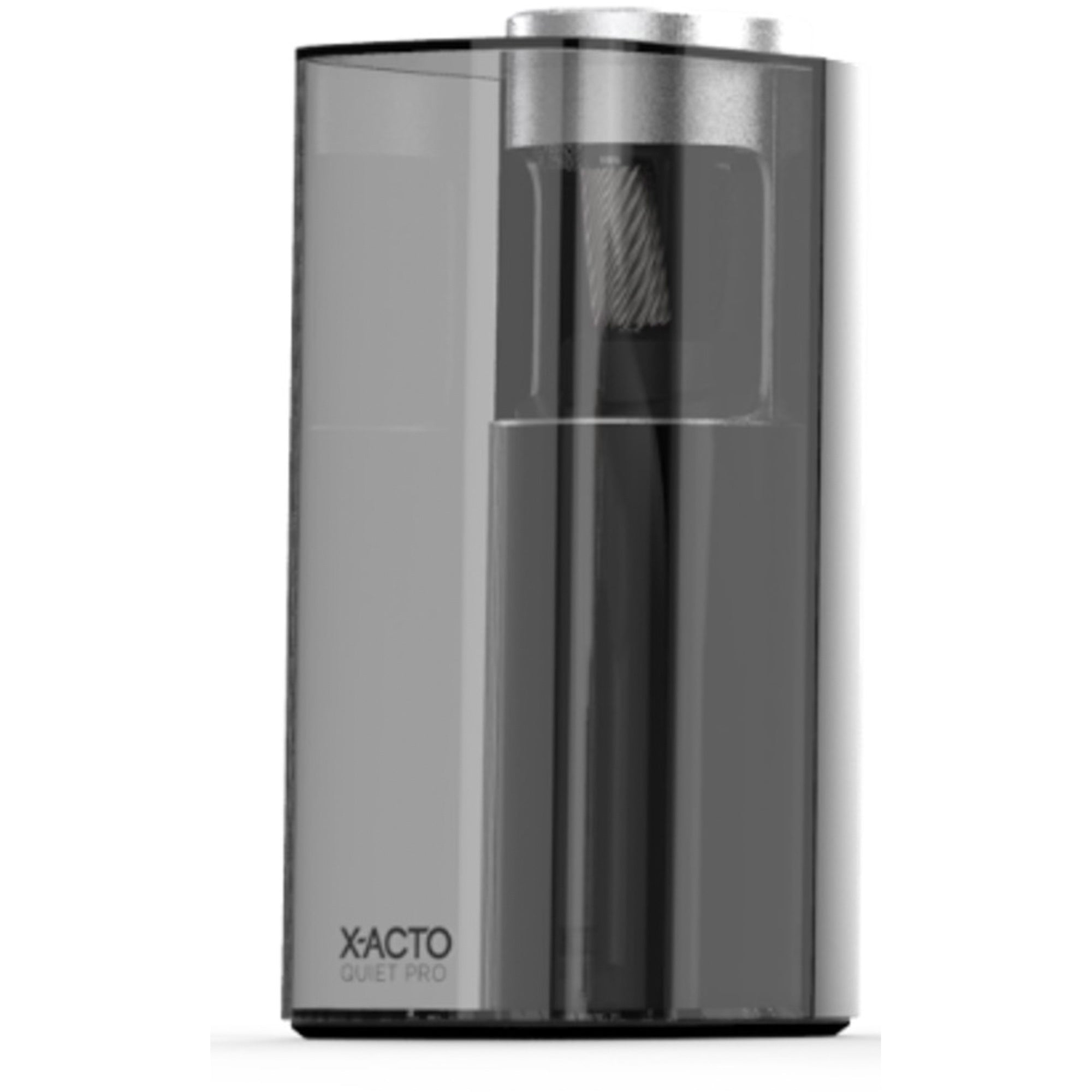 Model 1612 Quiet Pro Electric Pencil Sharpener, AC-Powered, 3 x 5 x 9, Black/Silver/Smoke