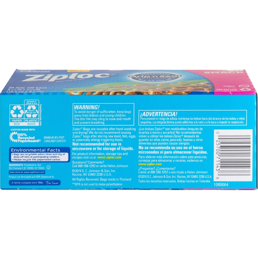 Seal Top Snack Bags, 10 oz, 6.5" x 3.25", Clear, 90 Bags/Box, 12 Boxes/Carton