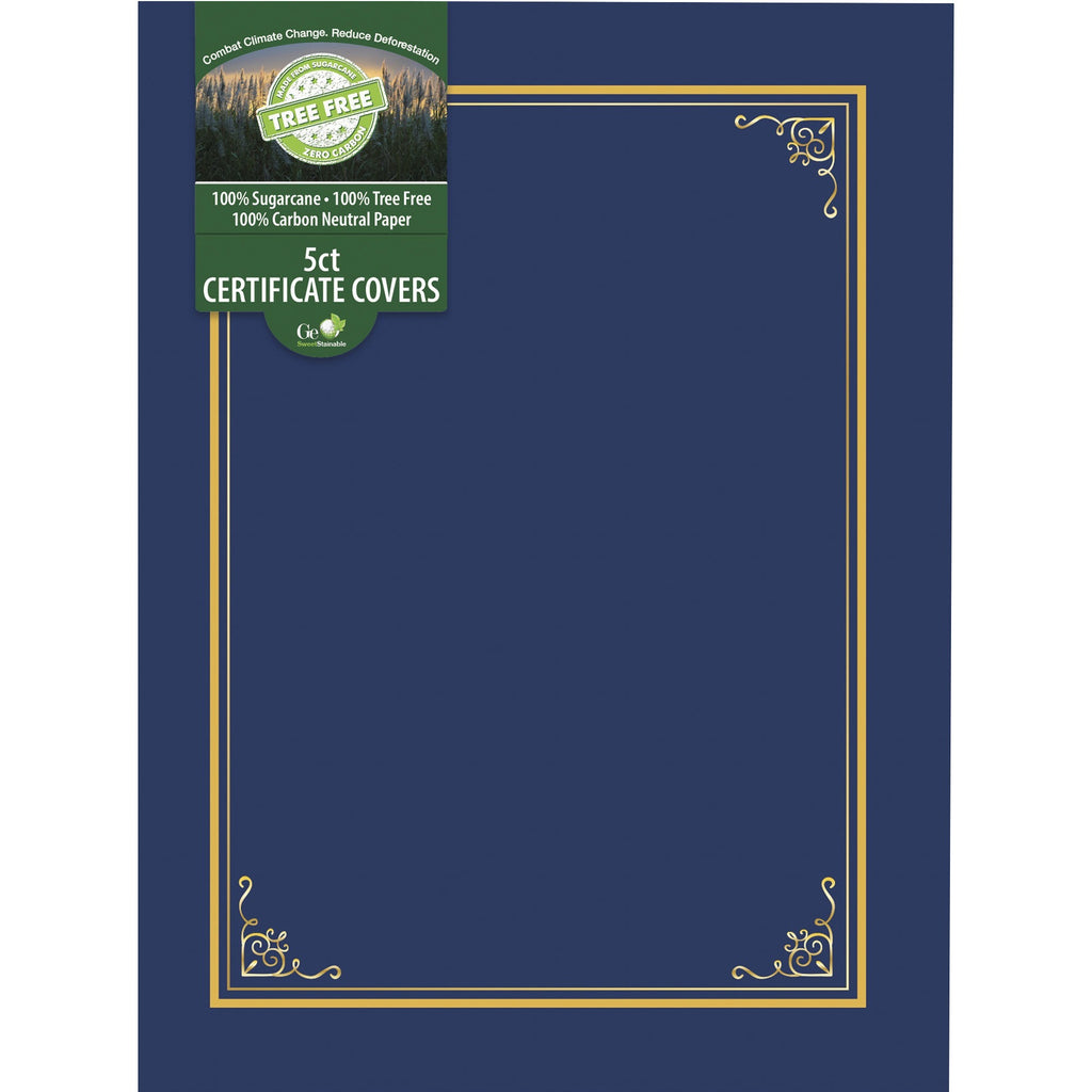 Certificate/Document Cover, 9.75' x 12.5", Navy With Gold Foil, 5/Pack