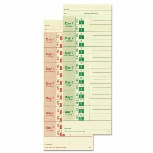 Time Clock Cards for All Standard Side-Print Time Clocks, Two Sides, 3.5 x 9, 100/Pack