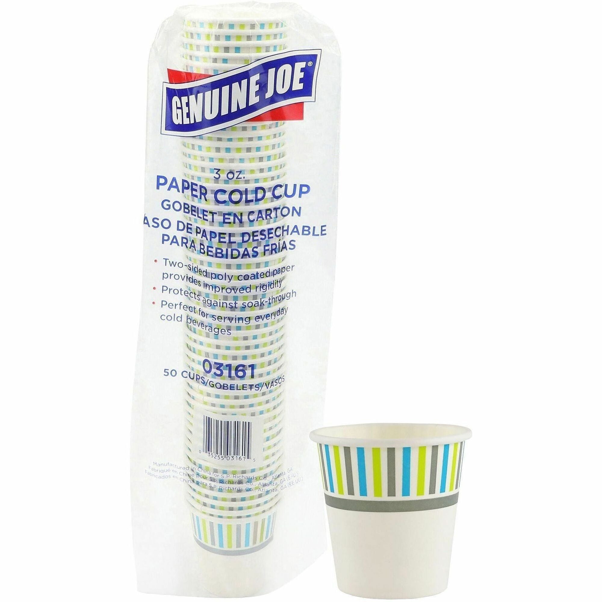Genuine Joe 3 oz Cold Cups - 50 / Pack - Paper - Cold Drink, Beverage