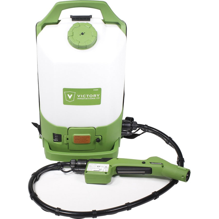 Professional Cordless Electrostatic Backpack Sprayer, 2.25 gal, 0.65" x 48" Hose, Green/Translucent White/Black