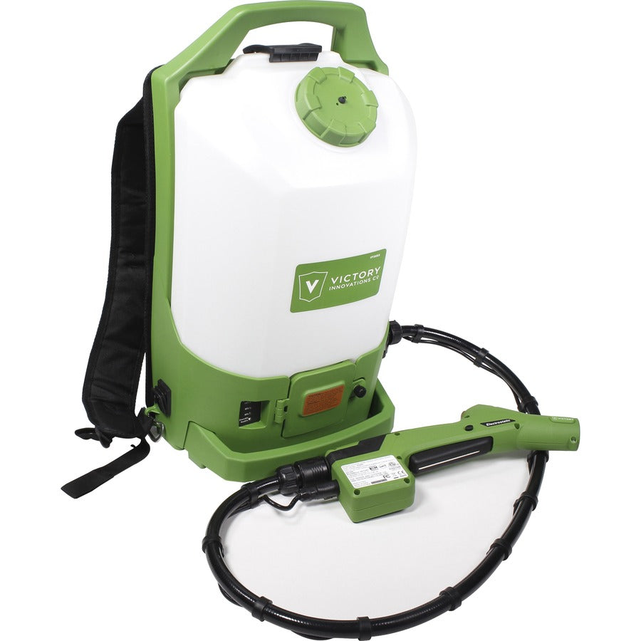 Professional Cordless Electrostatic Backpack Sprayer, 2.25 gal, 0.65" x 48" Hose, Green/Translucent White/Black