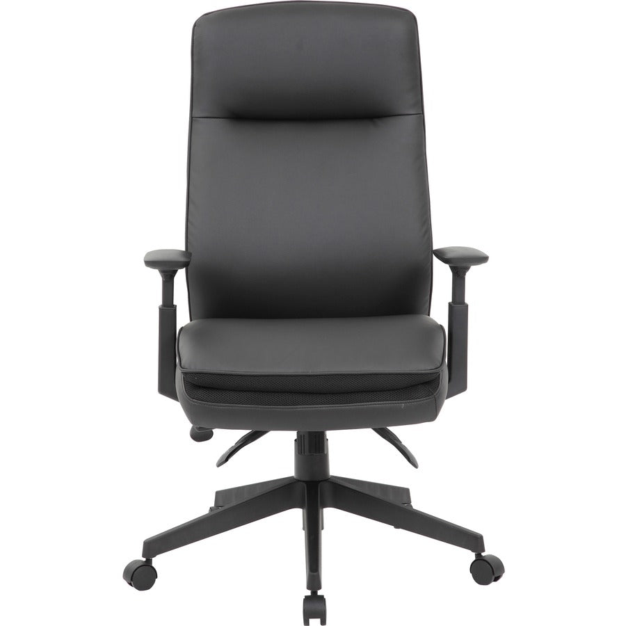 Lorell Soft High-back Executive Office Chair - Black Vinyl Seat - Black Vinyl Back - Black Frame - High Back - 5-star Base - Armrest - 1 Each