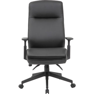 Lorell Soft High-back Executive Office Chair - Black Vinyl Seat - Black Vinyl Back - Black Frame - High Back - 5-star Base - Armrest - 1 Each