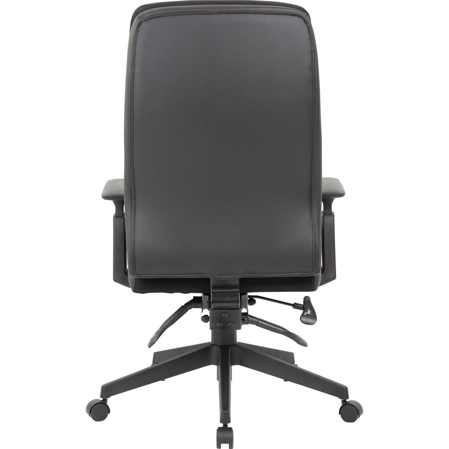 Lorell Soft High-back Executive Office Chair - Black Vinyl Seat - Black Vinyl Back - Black Frame - High Back - 5-star Base - Armrest - 1 Each