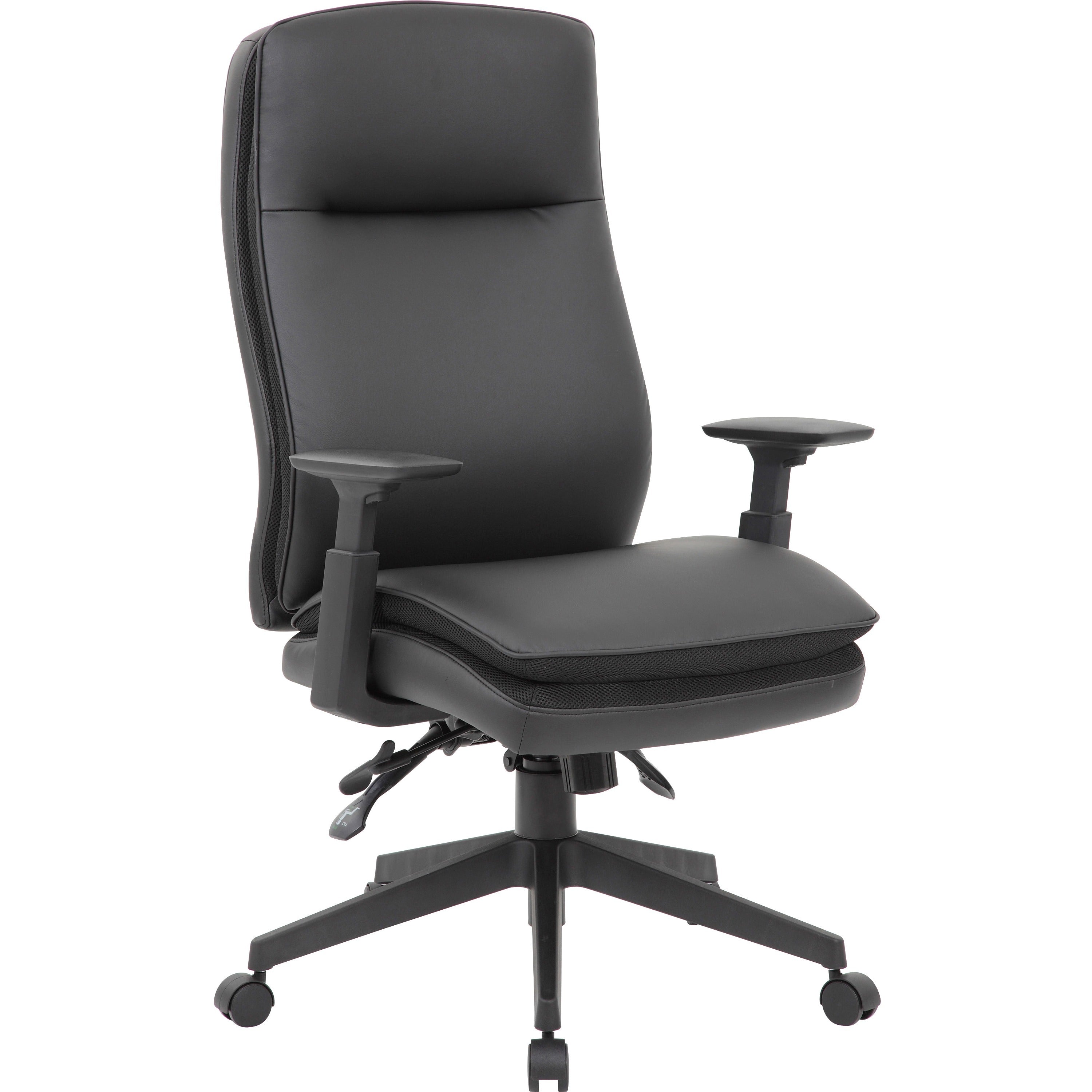 lorell-soft-high-back-executive-office-chair-black-vinyl-seat-black-vinyl-back-black-frame-high-back-5-star-base-armrest-1-each_llr03206 - 1