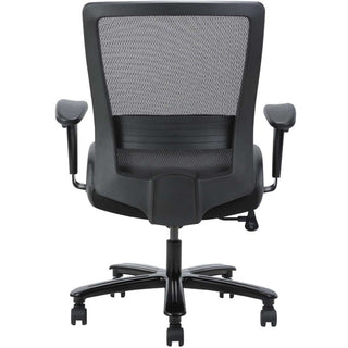 Lorell Heavy-duty Mesh Back Task Chair - Black Leather, Polyurethane Seat - Black - Armrest - 1 Each