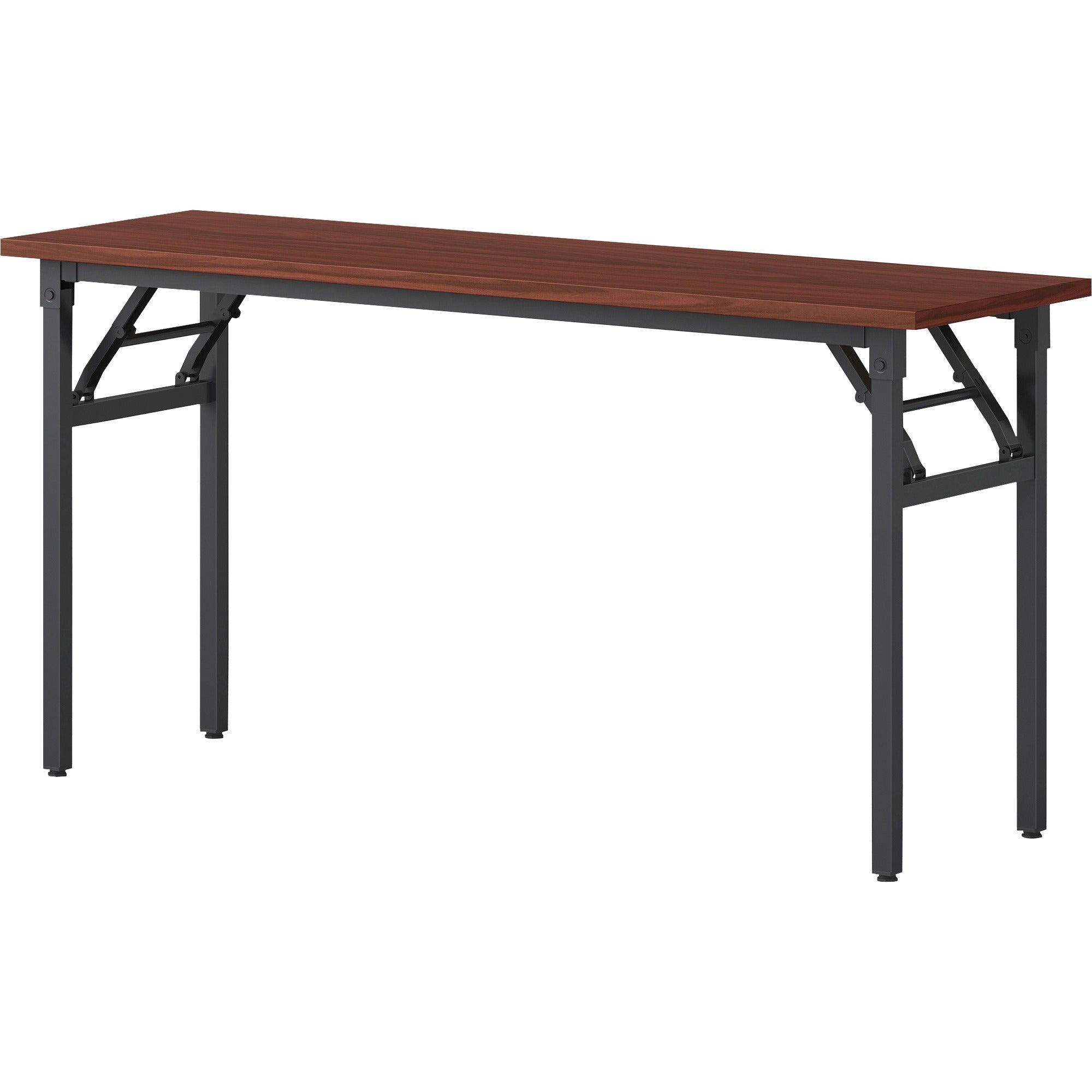 lorell-folding-training-table-for-table-topmelamine-top-x-60-table-top-width-x-18-table-top-depth-x-1-table-top-thickness-30-height-assembly-required-mahogany-1-each_llr60747 - 4