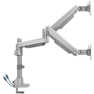 Lorell Mounting Arm for Monitor - Gray - Height Adjustable - 2 Display(s) Supported - 19.80 lb Load Capacity - 75 x 75, 100 x 100 - 1 Each