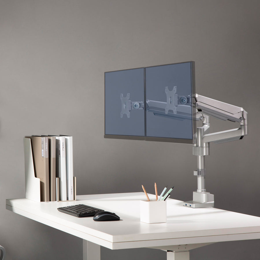 lorell-mounting-arm-for-monitor-gray-height-adjustable-2-displays-supported-1980-lb-load-capacity-75-x-75-100-x-100-1-each_llr99803 - 4