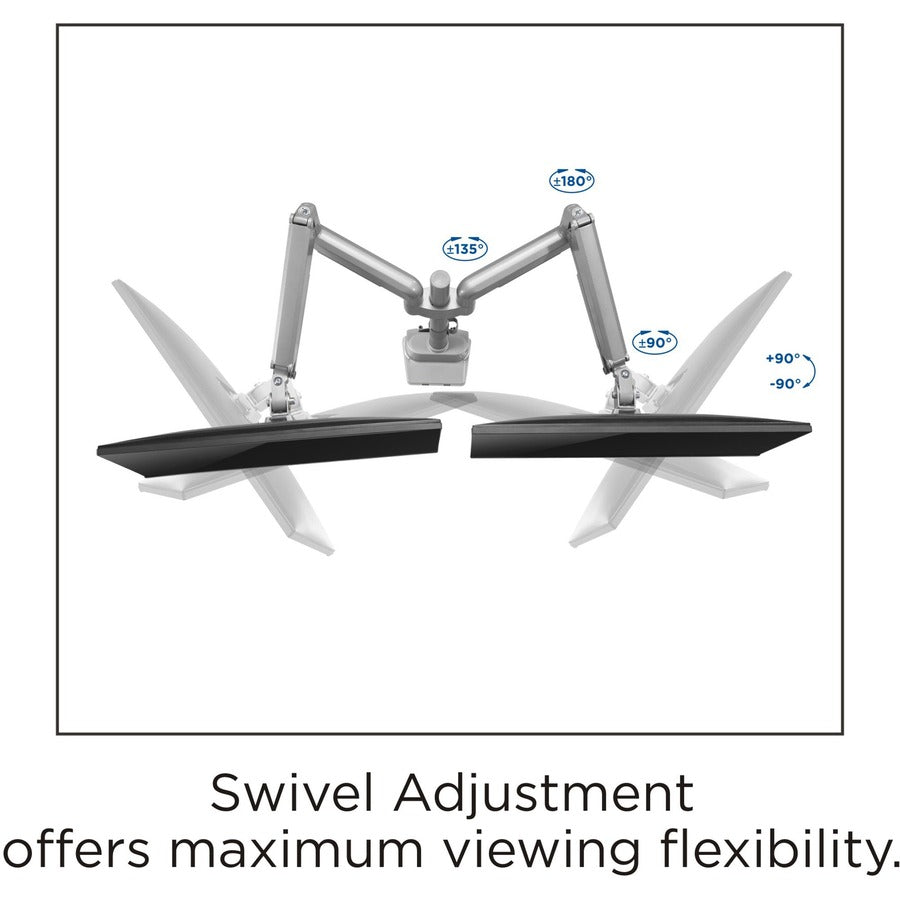 Lorell Mounting Arm for Monitor - Gray - Height Adjustable - 2 Display(s) Supported - 19.80 lb Load Capacity - 75 x 75, 100 x 100 - 1 Each