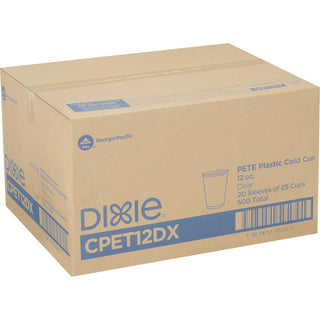 Dixie 12 oz Cold Cups by GP Pro - 25 / Pack - 20 / Carton - Clear - PETE Plastic - Coffee Shop, Soda, Sample, Iced Coffee, Restaurant, Breakroom, Lobby, Cold Drink, Beverage