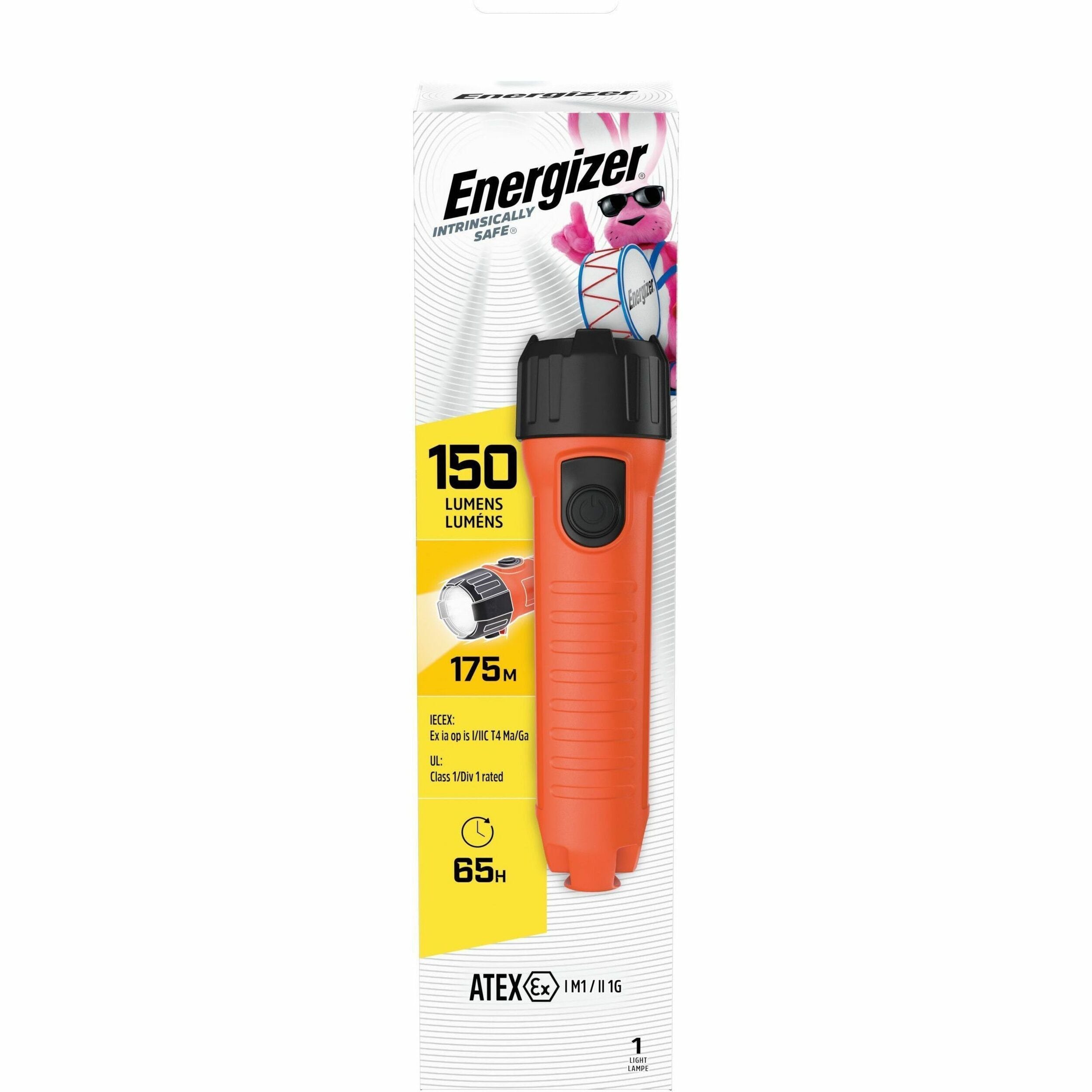 Energizer Intrinsically Safe Emergency Light - LED - 2 x D - Battery - Drop Resistant, Water Proof - Orange