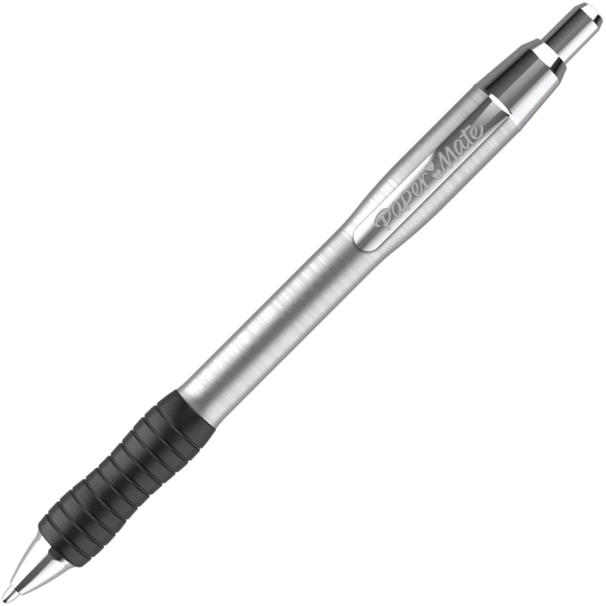 Profile Metal Ballpoint Pen, Retractable, Medium 1 mm, Black Ink, Silver Barrel, Dozen