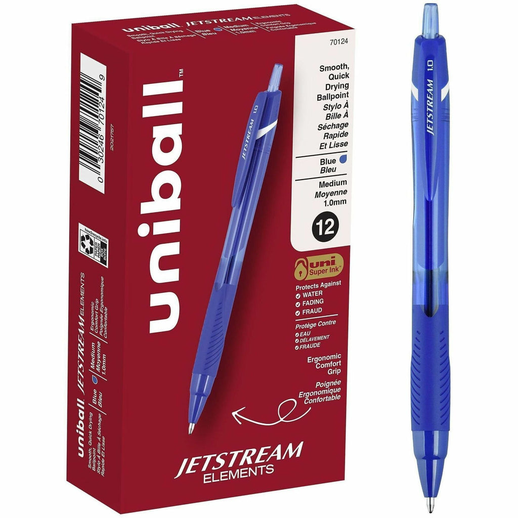uni Jetstream Elements Ballpoint Pen - Medium Pen Point - 1 mm Pen Point Size - Blue Gel-based Ink - 1 Dozen