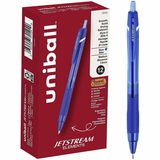uni Jetstream Elements Ballpoint Pen - Medium Pen Point - 1 mm Pen Point Size - Blue Gel-based Ink - 1 Dozen